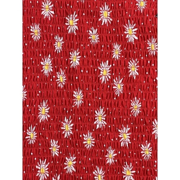 No Boundaries Boho Hippie Tank Top Scrunch Criss Cross Red Sunflowers XXL - Picture 2 of 5